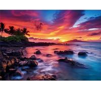 Puzzle 100 Pieces Coucher Soleil Sur L'Océan, Jeux éducatif Défi Jouets Puzzles Classiques, Parfaitement Emboîtable Lettres au Dos, pour Vous Faciliter le Travail pour Hommes Femmes Plus âgés 40x28 cm