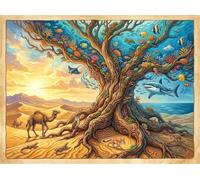 Puzzle 100 Pièces Désert Arbre de la Vie 40x28 cm Classique Puzzles Art Relaxant et Stimulant, Loisir CréAtif Réservé aux Adolescents et Adultes