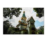 Puzzle 100 pièces Église Saint-Nicolas de Sofia, Russie, Bulgarie, Jeu d'art, Souvenir de Voyage, 45,5 x 35,5 cm