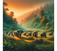 Puzzle 100 pièces,Éléphants de la Jungle Puzzles pour Adultes,Jeux éducatifs,Puzzles Artistiques à Faire Soi-Même idéal pour la Décoration Intérieure et Les Cadeaux