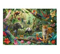 Puzzle 100 pièces : Faune colorée dans la jungle