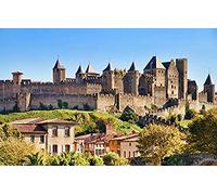 Puzzle 100 pièces Fille Ville Château Carcassonne France 45,5x35,5CM
