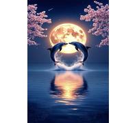 Puzzle 100 Pieces Fleur Dauphin Lunaire 40 x 28 cm Puzzle Adulte Jeu éducatif Défi Jouets Détente & Relaxation 100 Pièces Puzzles pour Adultes