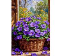 Puzzle 100 Pieces Fleurs Violettes, Jeux éducatif Défi Jouets Puzzles Classiques, Parfaitement Emboîtable Lettres au Dos, pour Vous Faciliter Le Travail pour Hommes Femmes Plus âgés 40 x 28 cm
