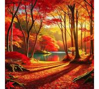 Puzzle 100 pièces,Forêt de paysages d'automne Puzzles pour Adultes,Jeux éducatifs,Puzzles Artistiques à Faire Soi-Même idéal pour la Décoration Intérieure et Les Cadeaux
