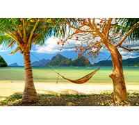 Puzzle 100 pièces, Jouets éducatifs pour Tout-Petits, garçons et Filles, Plage, Montagnes, océan, Bateaux, hamac, Paradis, Ostrava 45,5 x 35,5 cm