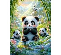 Puzzle 100 pièces Pandas dans Un Paysage Hivernal Puzzles pour Adultes Jeux d'activités Familiales,Puzzle à Faire Soi-même pour Décoration Murale de la Maison