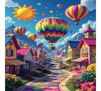 Puzzle 100 pièces Paysages de montgolfières en Ville,Puzzles pour Adultes Jeux d'activités Familiales,Puzzle à Faire Soi-même pour Décoration Murale de la Maison
