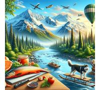 Puzzle 100 pièces Paysages fluviaux des Snowy Mountains,Puzzles pour Adultes Jeux d'activités Familiales,Puzzle à Faire Soi-même pour Décoration Murale de la Maison