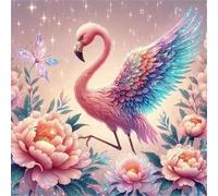 Puzzle 100 pièces Pivoines Flamant Rose,Puzzles pour Adultes Jeux d'activités Familiales,Puzzle à Faire Soi-même pour Décoration Murale de la Maison