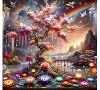 Puzzle 100 pièces pour Adulte,Arbre de Lotus Arc-en-Ciel 35x35 cm DIY De Puzzle,Divertissement créatif,Jeux éducatifs à défis Puzzles pour Toute la Famille