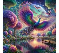 Puzzle 100 pièces pour Adulte,Fleurs de Paysage Paon 35x35 cm DIY De Puzzle,Divertissement créatif,Jeux éducatifs à défis Puzzles pour Toute la Famille