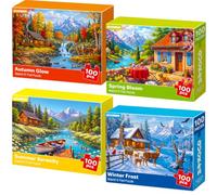 Puzzle 100 Pieces pour Personne Agee - sans Écran Alzheimer Jeux | 4 x 100 Puzzles à Grandes Pièces - Saisons - Chercher et Trouver Jeu Personne Agee Alzheimer