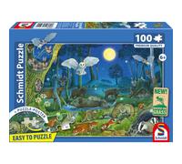Puzzle 100 pièces SCHMIDT SPIELE - Forêt nocturne, carton 1,9 mm, affiche incluse, 36,1x24,3 cm, dès 6 ans, tons bleus