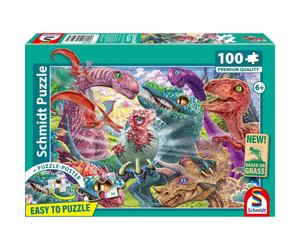 Puzzle 100 pièces Schmidt Spiele Petit dino, grandes aventures 36,1 x 24,3 cm Paysage Couleurs vives