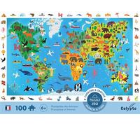 Puzzle 100 pièces SentoSphère Cherche et trouve Planisphère des Animaux