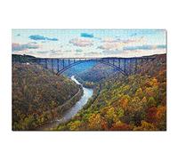 Puzzle 100 pièces USA Amérique Fayetteville New River Gorge Bridge Virginie-Occidentale Jeu d'art Souvenir de Voyage 45,5x35,5CM