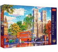 Trefl – Puzzle Tea Time: Vue sur Londres – 1000 pièces, série d'images nostalgiques peintes