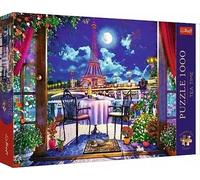 Trefl Puzzle Tea Time – Paris au Clair de Lune, 1000 pièces, série d'images nostalgiques, dès 12 ans