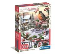 Puzzle 1000 elementów. XMAS Robin And Holly Bushes Clementoni puzzle