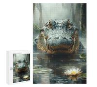 Puzzle 1000 PCS Alligator in Swamp with Lily Pad Puzzles pour Adultes, Jouet, Décoration Murale, Difficile, Difficile, Cadeaux Uniques pour Anniversaire Et Noël 1000 PCS