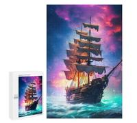 Puzzle 1000 PCS Amazing Pirate Ship Puzzles pour Adolescents Course De Vitesse Manuelle Activités Amusantes À La Maison Jeu Stimulant Et Jeu en Famille 1000 PCS