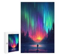 Puzzle 1000 PCS Aurora Borealis Night Scene Puzzles pour Adultes - Cadeau d'anniversaire - Jeu Difficile Et Stimulant - Cadeaux