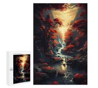Puzzle 1000 PCS Autumnal Forest Stream Sunset Puzzles pour Adultes - Cadeau d'anniversaire - Jeu Difficile Et Stimulant - Cadeaux