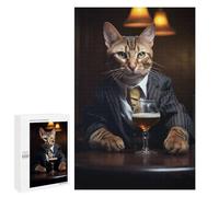 Puzzle 1000 PCS Bengal Cat in The Pub Puzzles pour Adultes, Jouet, Décoration Murale, Cadeau d'anniversaire, Idéal pour Toute La Famille 1000 PCS