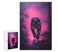 Puzzle 1000 PCS Black Panther in Neon Jungle Puzzles pour Adultes, Jouet, Décoration Murale, Cadeau d'anniversaire, Idéal pour Toute La Famille 1000 PCS