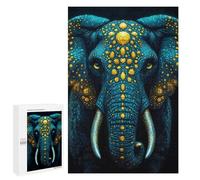Puzzle 1000 PCS Blue and Gold Elephant Puzzles pour Adultes, Jouet, Décoration Murale, Cadeau d'anniversaire, Idéal pour Toute La Famille 1000 PCS