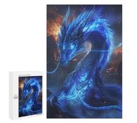 Puzzle 1000 PCS Blue Dragon Flame Puzzles pour Adultes, Jouet, Décoration Murale, Cadeau d'anniversaire, Idéal pour Toute La Famille 1000 PCS