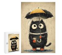 Puzzle 1000 PCS Cartoon Cat in Rain with Umbrella Puzzles pour Adolescents Course De Vitesse Manuelle Activités Amusantes À La Maison Jeu Stimulant Et Jeu en Famille 1000 PCS