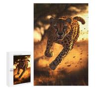 Puzzle 1000 PCS Cheetah Running at Sunset Puzzles pour Adultes, Jouet, Décoration Murale, Cadeau d'anniversaire, Idéal pour Toute La Famille 1000 PCS