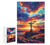 Puzzle 1000 PCS Christ The Redeemer Sunset Puzzles pour Adolescents - Anti-Stress - Défi Éducatif - Idée Cadeau Et Anniversaire Unique 1000 PCS