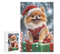 Puzzle 1000 PCS Christmas Pomeranian Dog Decor Puzzles pour Adultes Améliorent La Mémoire Interaction Parent-Enfant Casse-tête Jeux De Société en Famille 1000 PCS