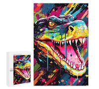 Puzzle 1000 PCS Colorful Crocodile Art Print -1 Puzzles pour Adultes - Cadeau d'anniversaire - Jeu Difficile Et Stimulant - Cadeaux