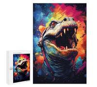 Puzzle 1000 PCS Colorful Dinosaur Art Print Puzzles pour Adultes - Cadeau d'anniversaire - Jeu Difficile Et Stimulant - Cadeaux