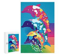 Puzzle 1000 PCS Colorful Dolphins Art Print Puzzles pour Adultes, Jouet, Décoration Murale, Cadeau d'anniversaire, Idéal pour Toute La Famille 1000 PCS