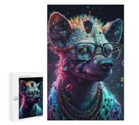 Puzzle 1000 PCS Colorful Hyena with Glasses Puzzles pour Adultes Améliorent La Mémoire Interaction Parent-Enfant Casse-tête Jeux De Société en Famille 1000 PCS