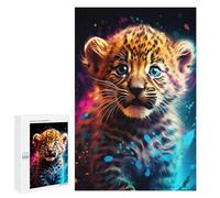 Puzzle 1000 PCS Colorful Leopard Cub Art Print -3 Puzzle pour Adolescents Améliorez Votre Mémoire Entraînez Votre Cerveau Et Vos Mains Jouets Addictifs pour Cultiver La Patience 1000 PCS