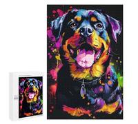 Puzzle 1000 PCS Colorful Rottweiler Art Print-3 Puzzles pour Adultes - Cadeau d'anniversaire - Jeu Difficile Et Stimulant - Cadeaux