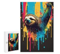 Puzzle 1000 PCS Colorful Sloth Art Print-1 Puzzles pour Adultes Améliorent La Mémoire Interaction Parent-Enfant Casse-tête Jeux De Société en Famille 1000 PCS