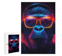 Puzzle 1000 PCS Cool Gorilla with Headphones and Glasses Puzzles pour Adultes, Jouet, Décoration Murale, Difficile, Difficile, Cadeaux Uniques pour Anniversaire Et Noël 1000 PCS