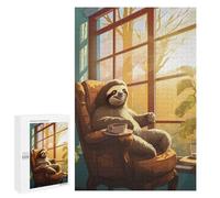 Puzzle 1000 PCS Cute Sloth Coffee Morning Puzzles pour Adultes, Jouet, Décoration Murale, Difficile, Difficile, Cadeaux Uniques pour Anniversaire Et Noël 1000 PCS