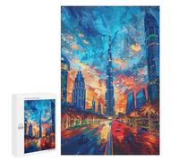 Puzzle 1000 PCS Dubai Skyline at Sunset Puzzle pour Adolescents Améliorez Votre Mémoire Entraînez Votre Cerveau Et Vos Mains Jouets Addictifs pour Cultiver La Patience 1000 PCS