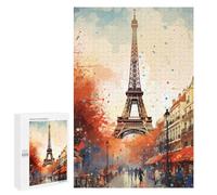 Puzzle 1000 PCS Eiffel Tower Paris Art Print Puzzles pour Adolescents - Anti-Stress - Défi Éducatif - Idée Cadeau Et Anniversaire Unique 1000 PCS