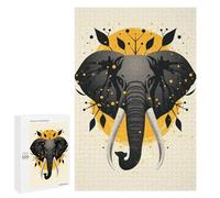Puzzle 1000 PCS Elephant Vector Portrait with Golden Abstract Circle Puzzles pour Adultes Jouets Anti-Stress Vacances À La Maison Tuer Le Temps Faire Travailler Le Cerveau 1000 PCS