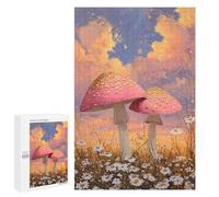 Puzzle 1000 PCS Enchanted Mushroom Field Sunset Puzzles pour Adultes - Cadeau d'anniversaire - Jeu Difficile Et Stimulant - Cadeaux