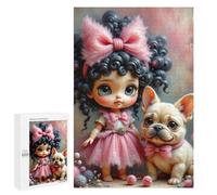 Puzzle 1000 PCS Fantasy Girl with Bow and Puppy Puzzles pour Adolescents Course De Vitesse Manuelle Activités Amusantes À La Maison Jeu Stimulant Et Jeu en Famille 1000 PCS